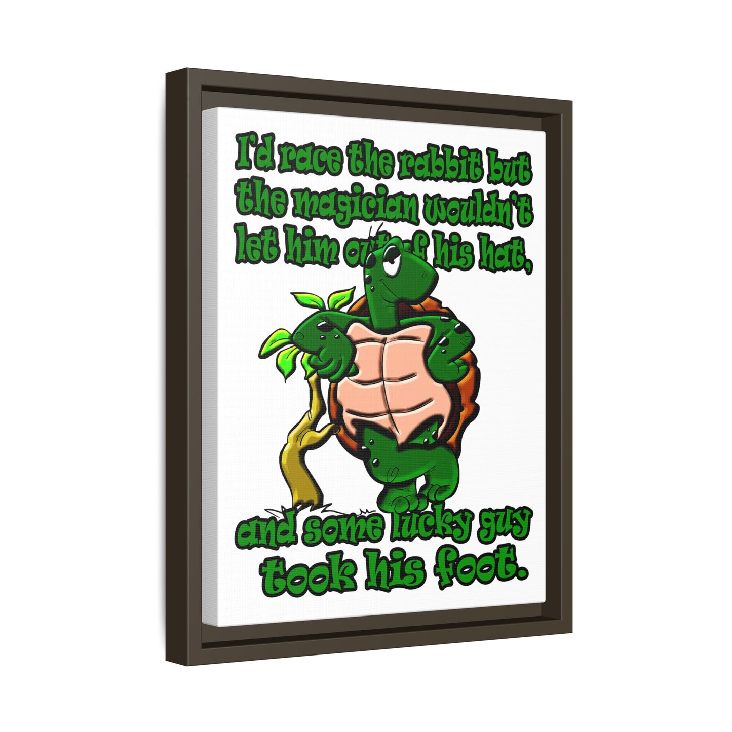 turtle race - framed canvas art (white)
