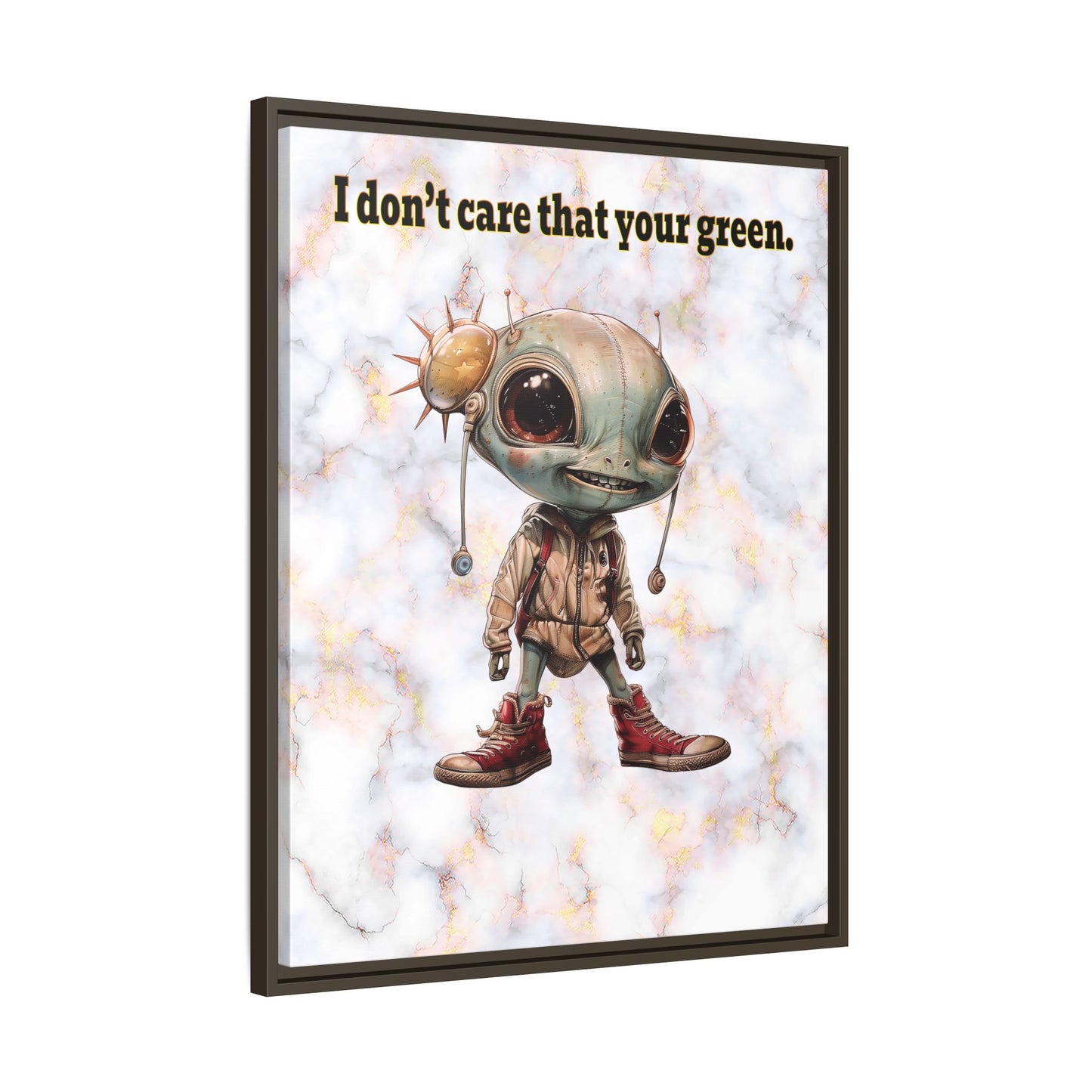 I don't care that your green - framed canvas art (white marble)