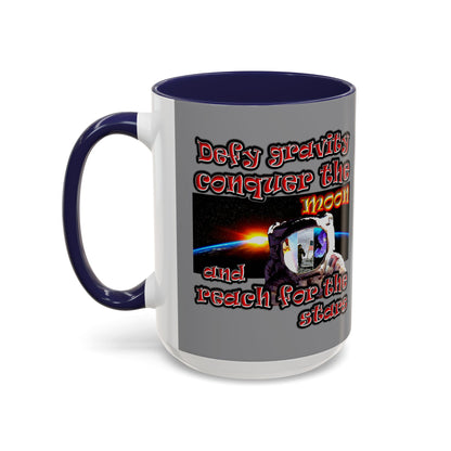 defy conquer reach - Accent Mug (grey)