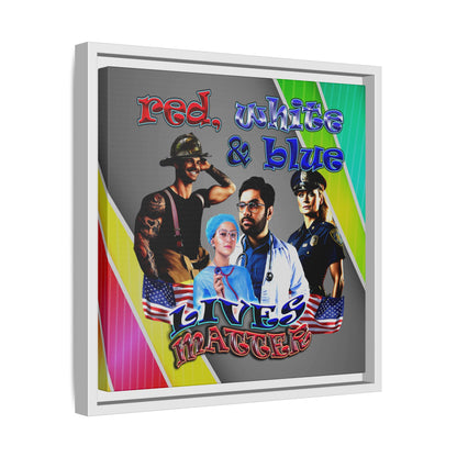 rw&b lives matter - framed canvas art (rainbow split)