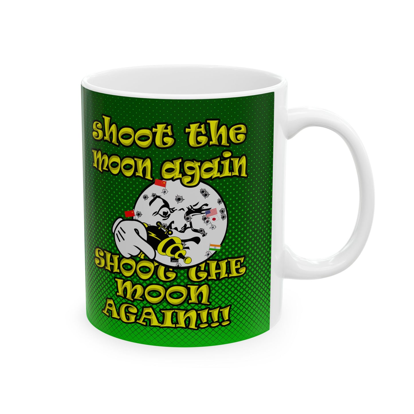 shoot the moon again - White Mug (logo green)