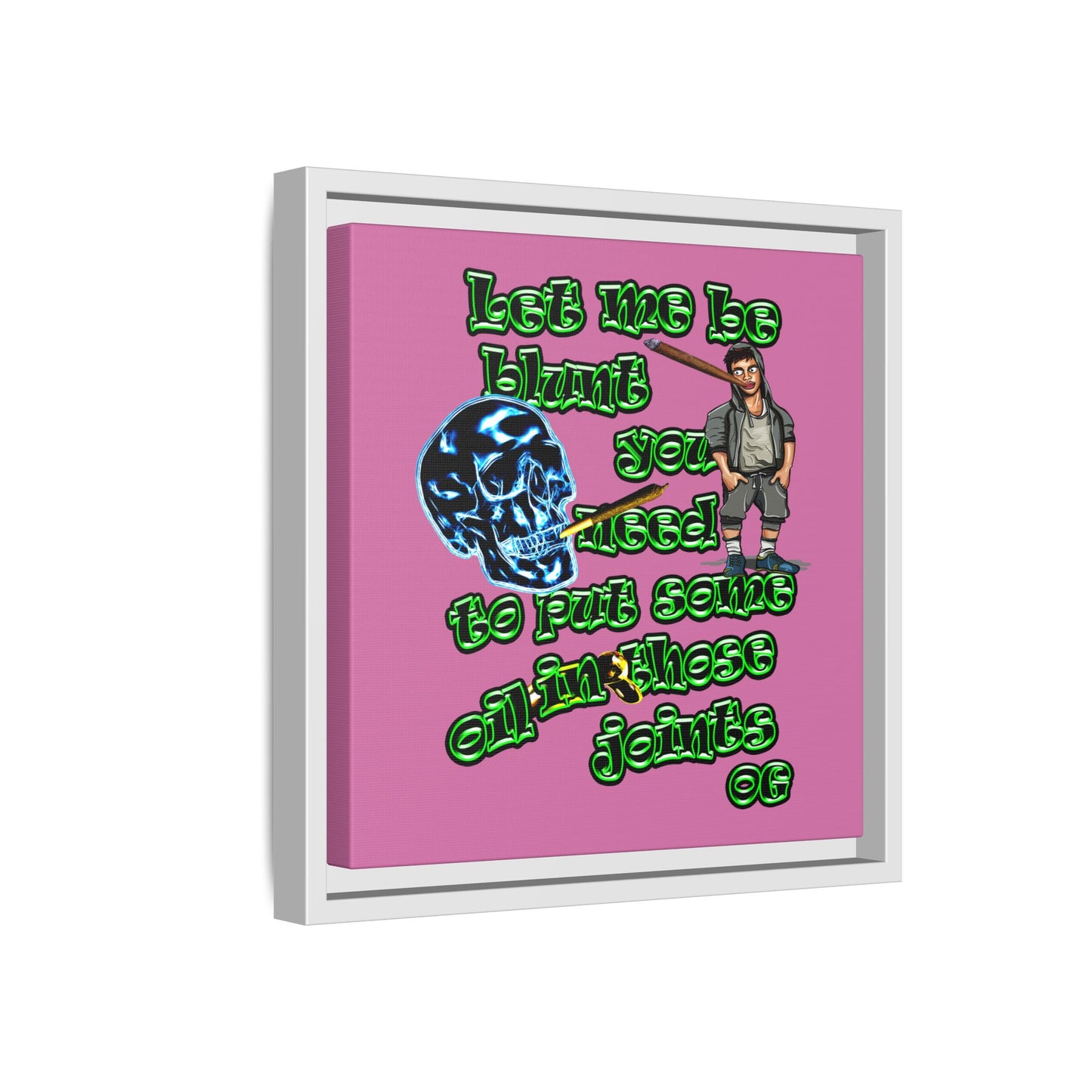 og - framed canvas art (light pink)