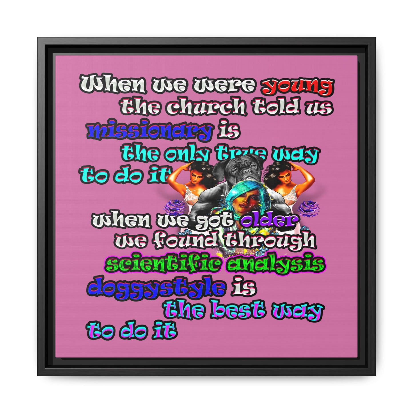 doggystyle - framed canvas art (light pink)