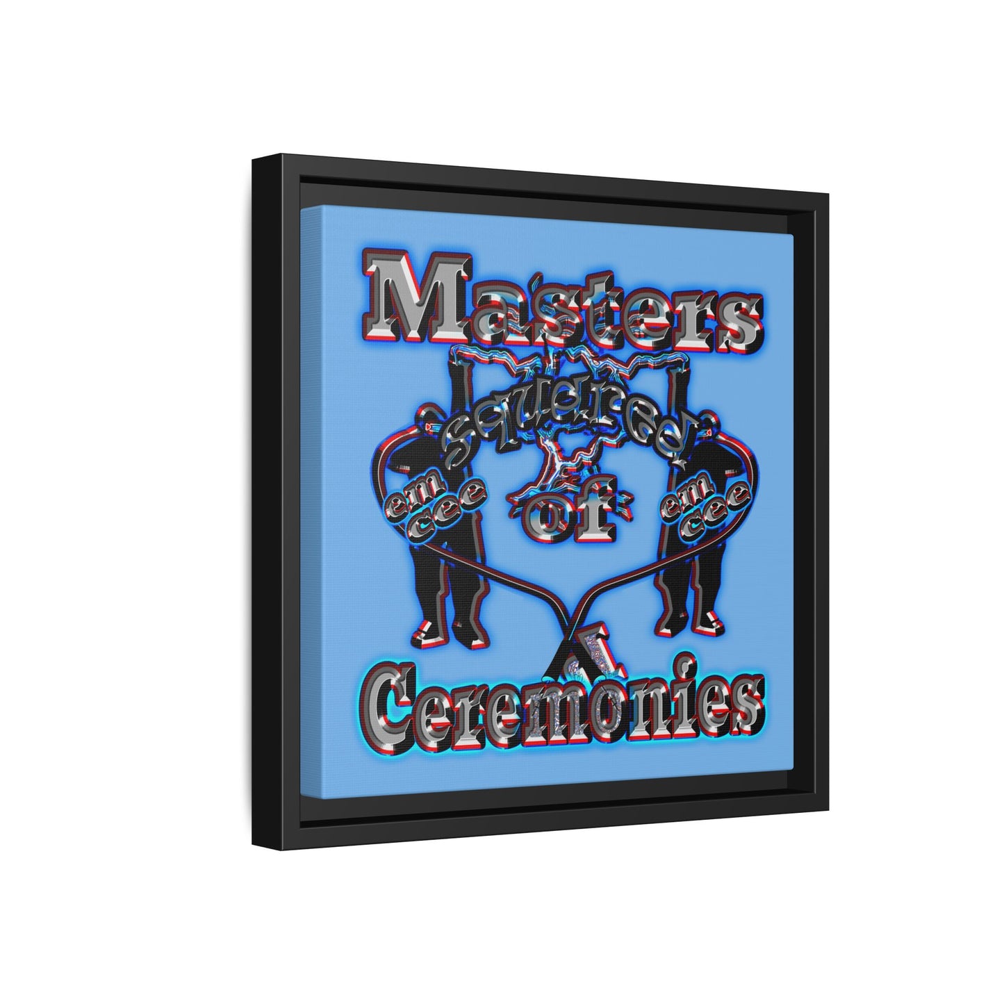 em cee squared - framed canvas art (light blue)
