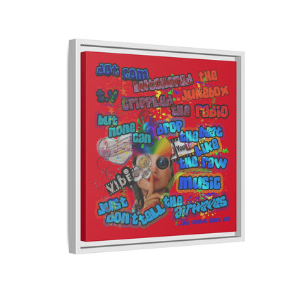 drop the beat - framed canvas art (dark red)