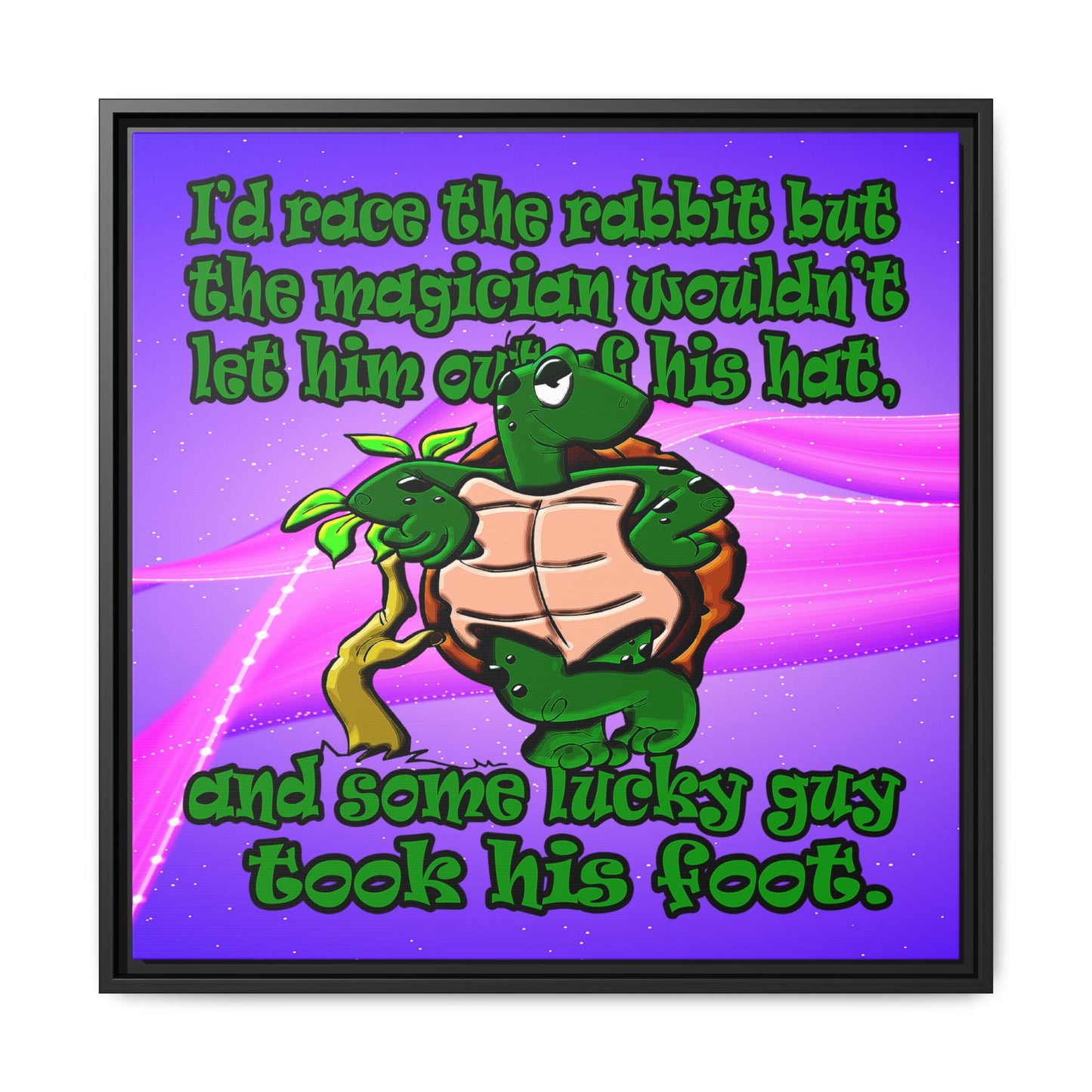 turtle race - framed canvas art (purple-pink wave)