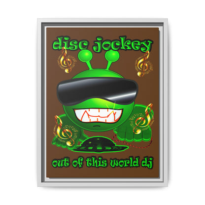 disc jockey - framed canvas art (brown)