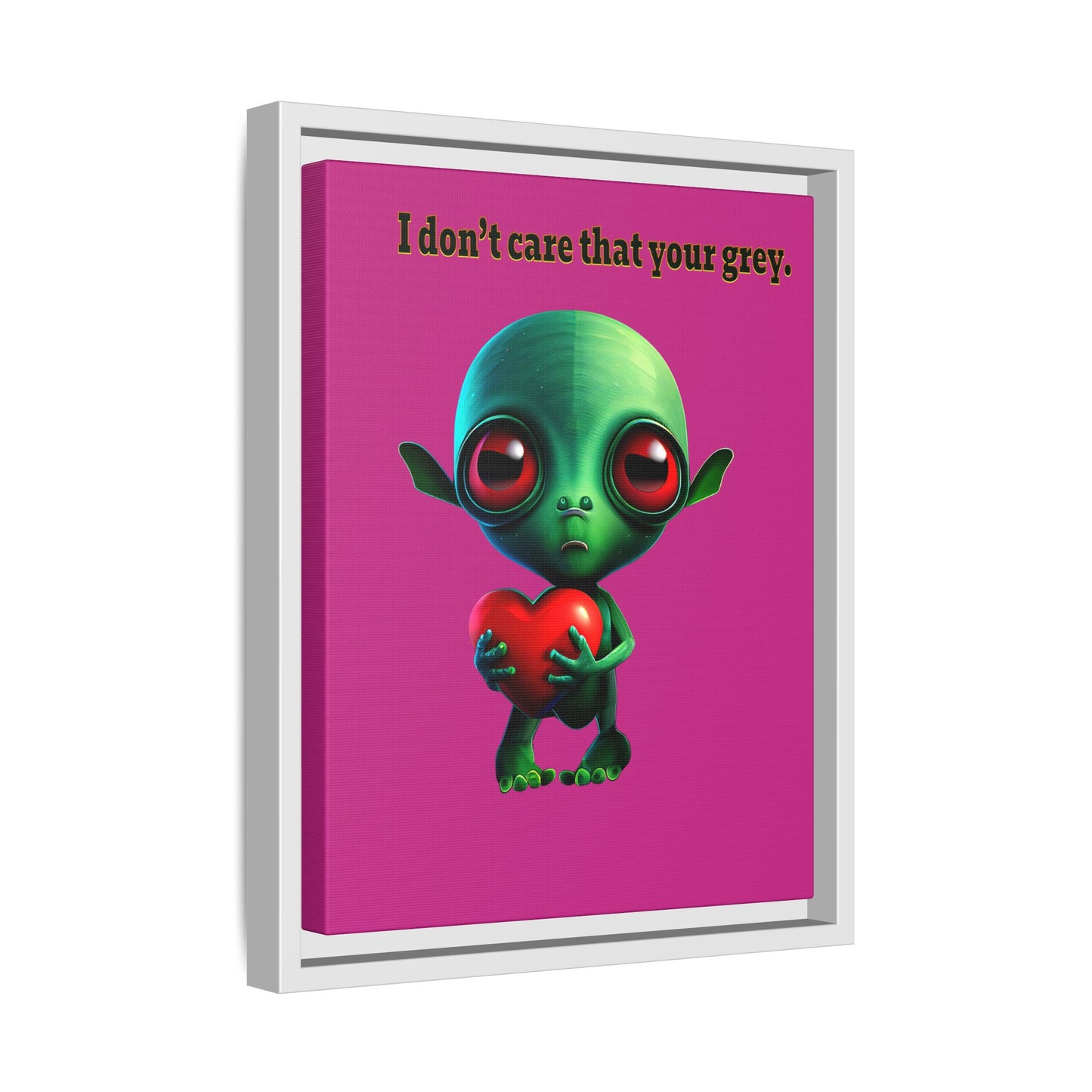 I don't care that your grey - framed canvas art (pink)