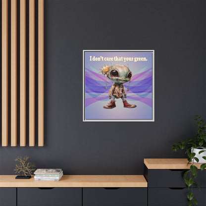 I don't care that your green - framed canvas art (light blue-pink wave)