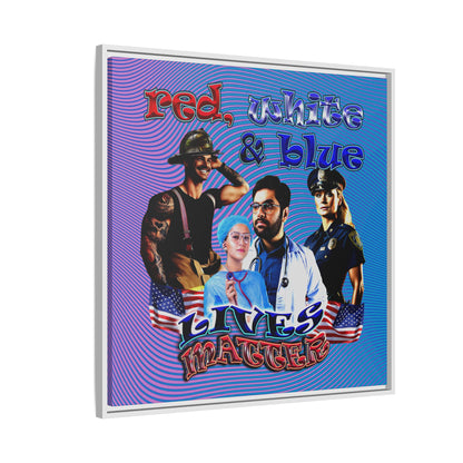 rw&b lives matter - framed canvas art (light blue-purple wave)