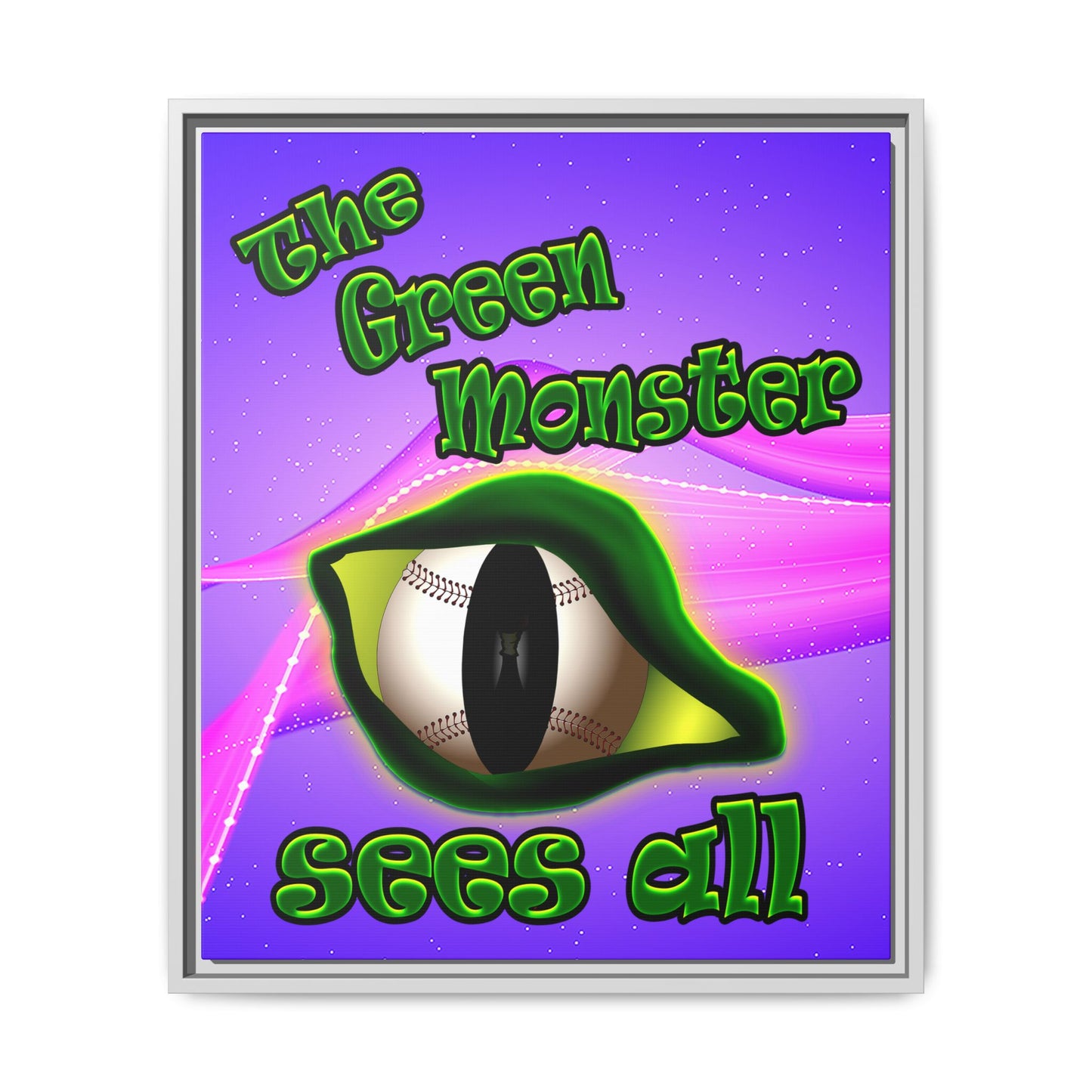 green monster - framed canvas art (purple-pink wave)