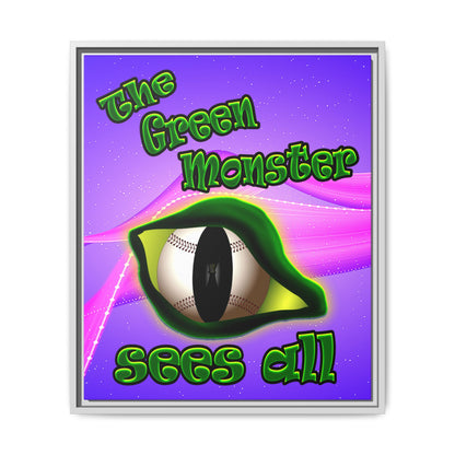 green monster - framed canvas art (purple-pink wave)