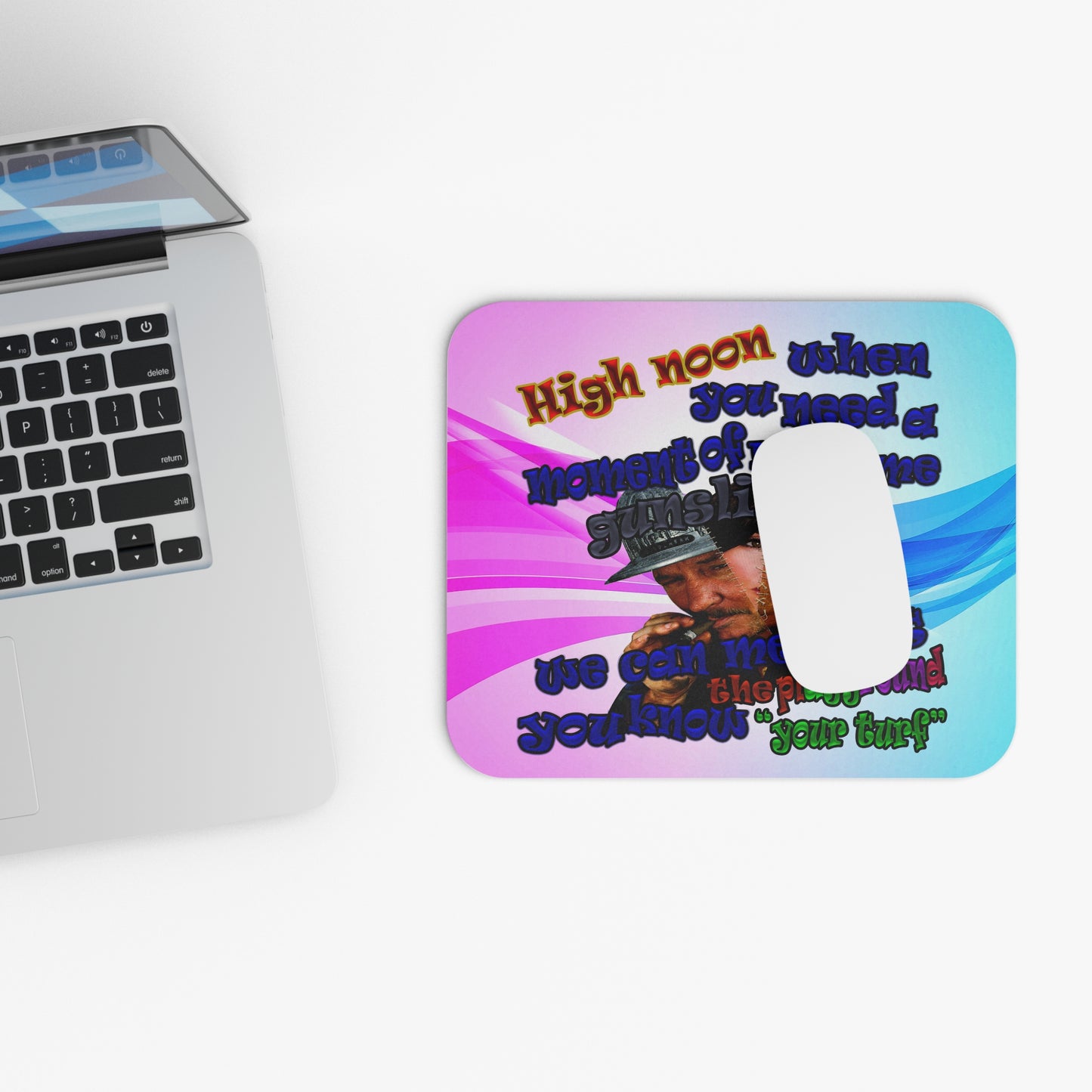 high noon - Mouse Pad (Rectangle) (light blue-pink wave)