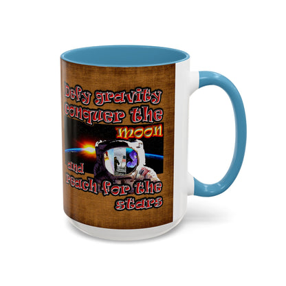 defy conquer reach - Accent Mug (brown papyrus)