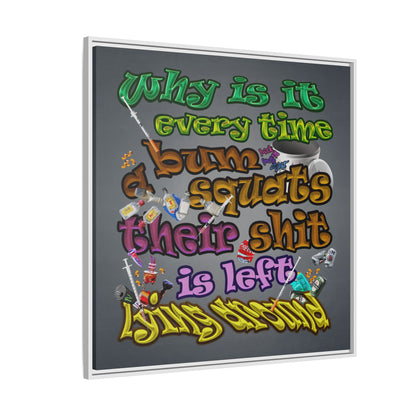 the bum's shit - framed canvas art (grey-light grey)