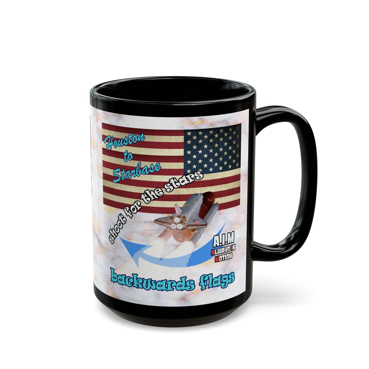 shoot for the stars - Black Mug (white marble)