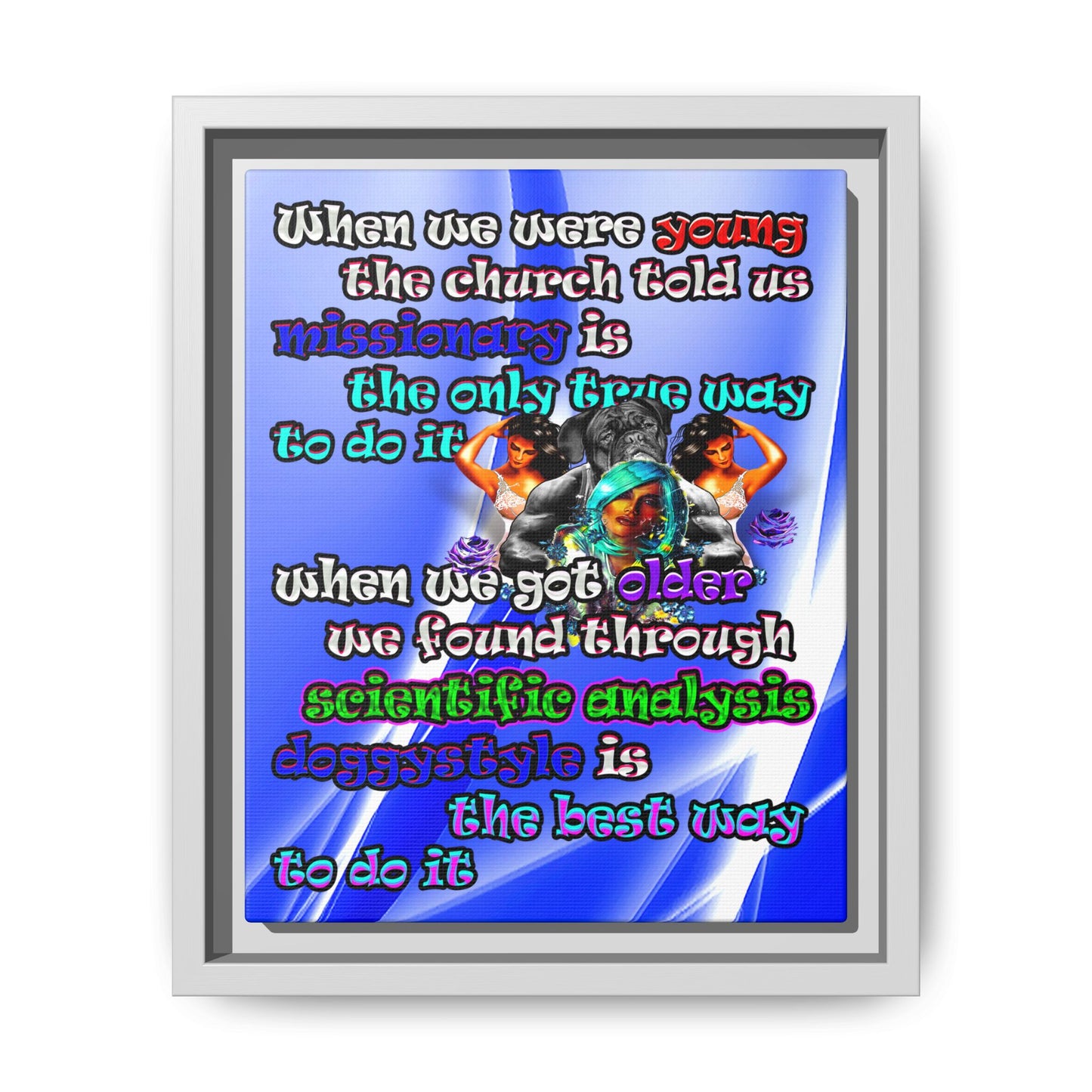 doggystyle - framed canvas art (blue-white wave)