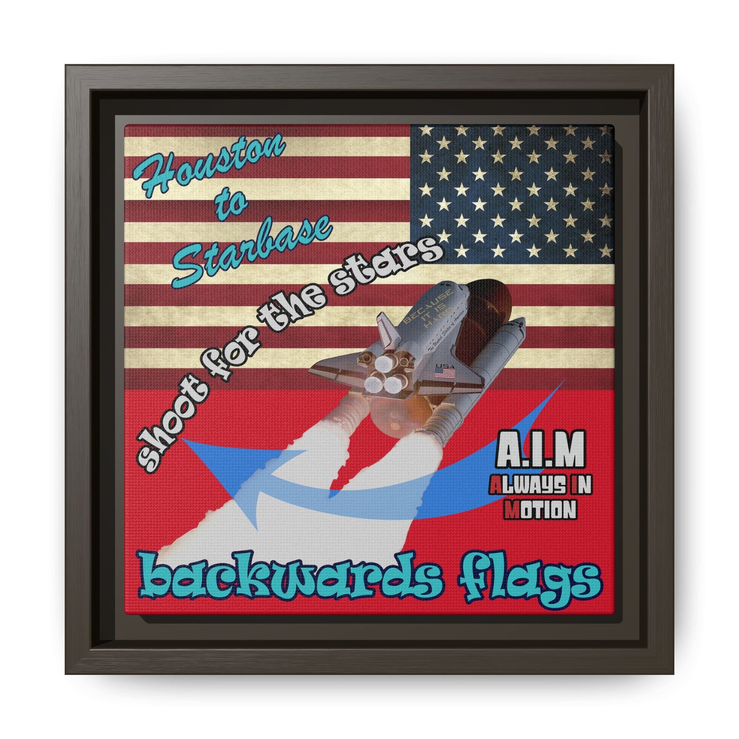 shoot for the stars - framed canvas art (dark red)
