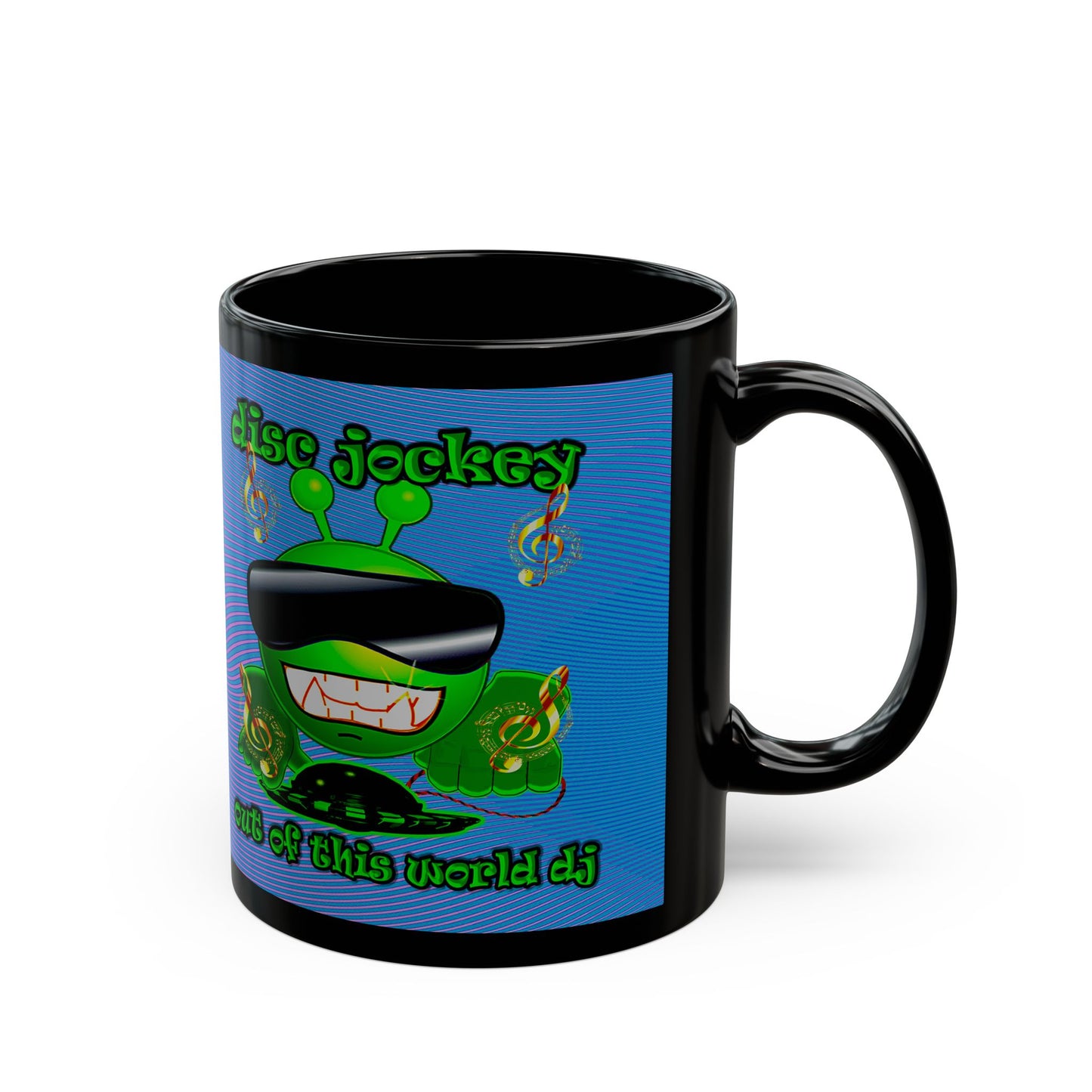disc jockey - Black Mug (light blue-purple wave)