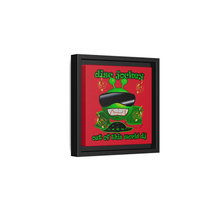 disc jockey - framed canvas art (dark red)