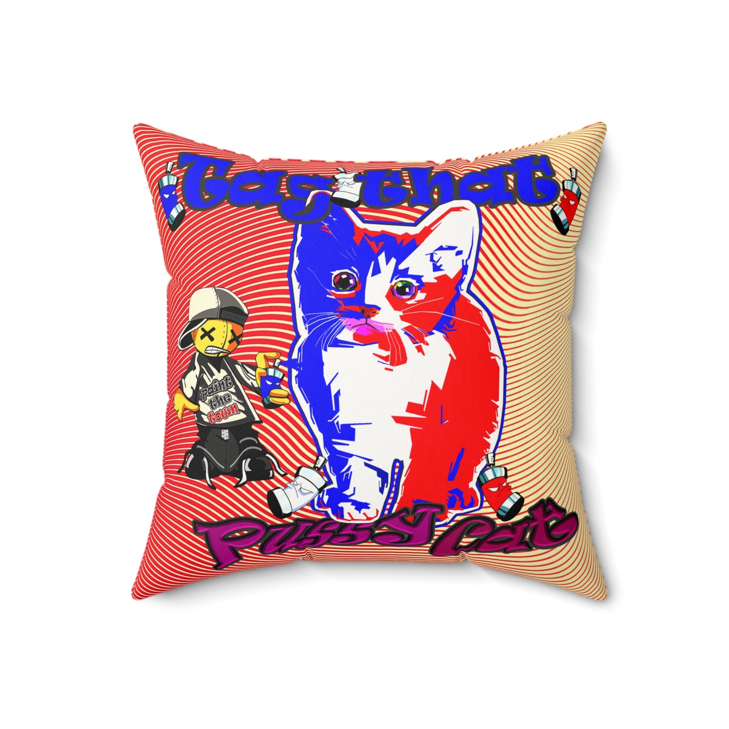 tag that - Faux Suede Square Pillow - (yellow-orange wave)