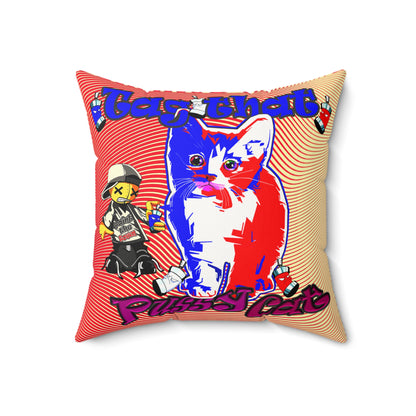 tag that - Faux Suede Square Pillow - (yellow-orange wave)