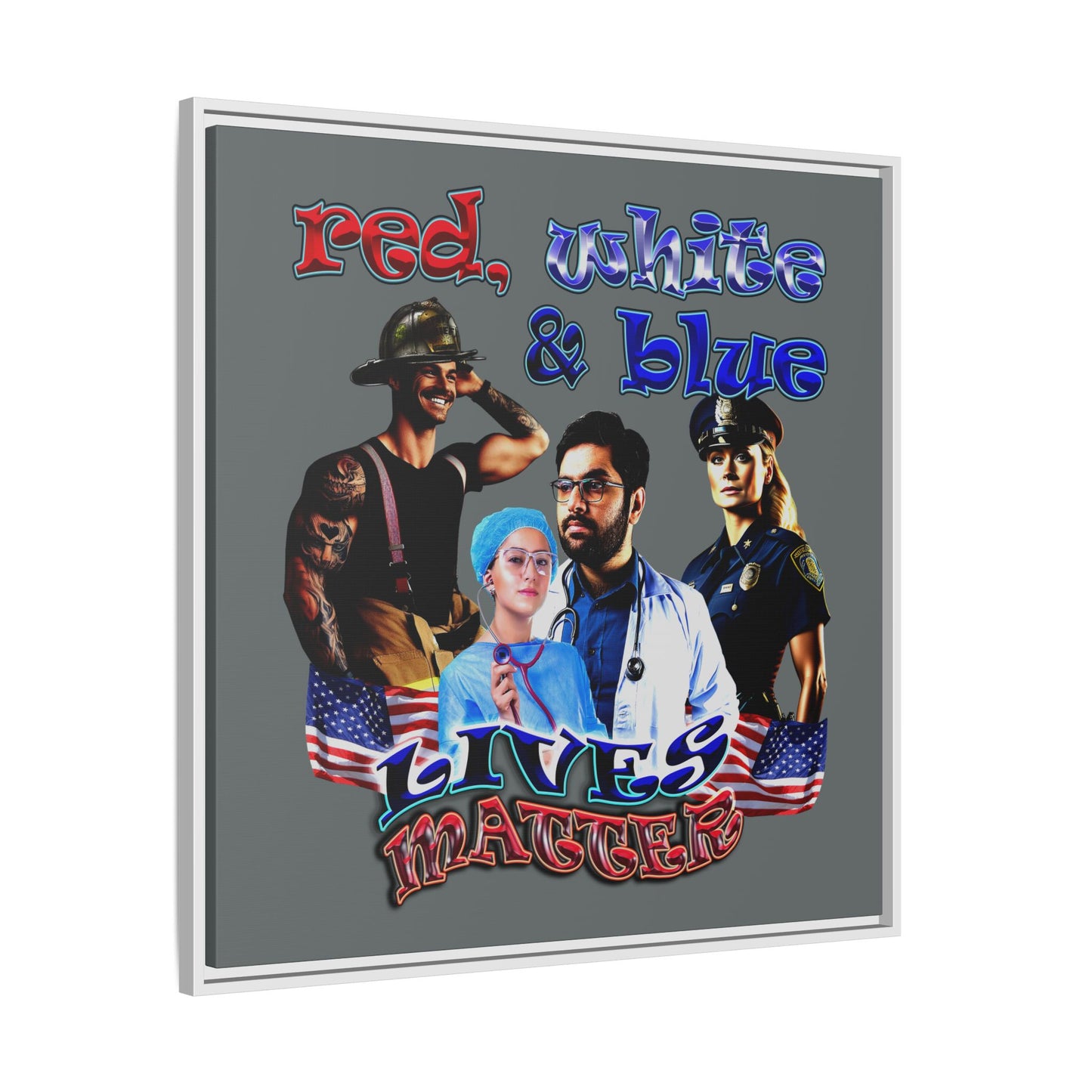 rw&b lives matter - framed canvas art (dark grey)