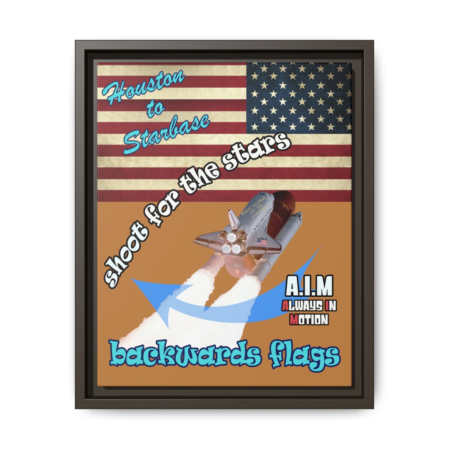 shoot for the stars - framed canvas art (light brown)