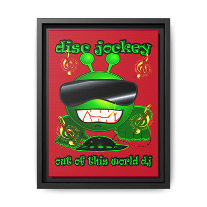 disc jockey - framed canvas art (dark red)