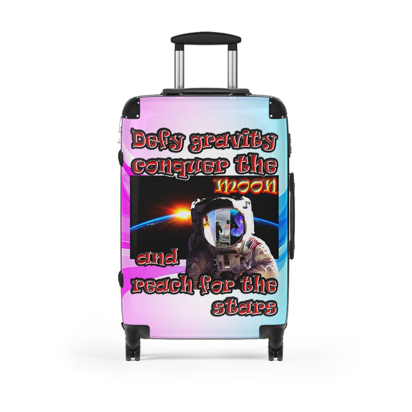 defy conquer reach - Suitcase (light blue-pink wave)