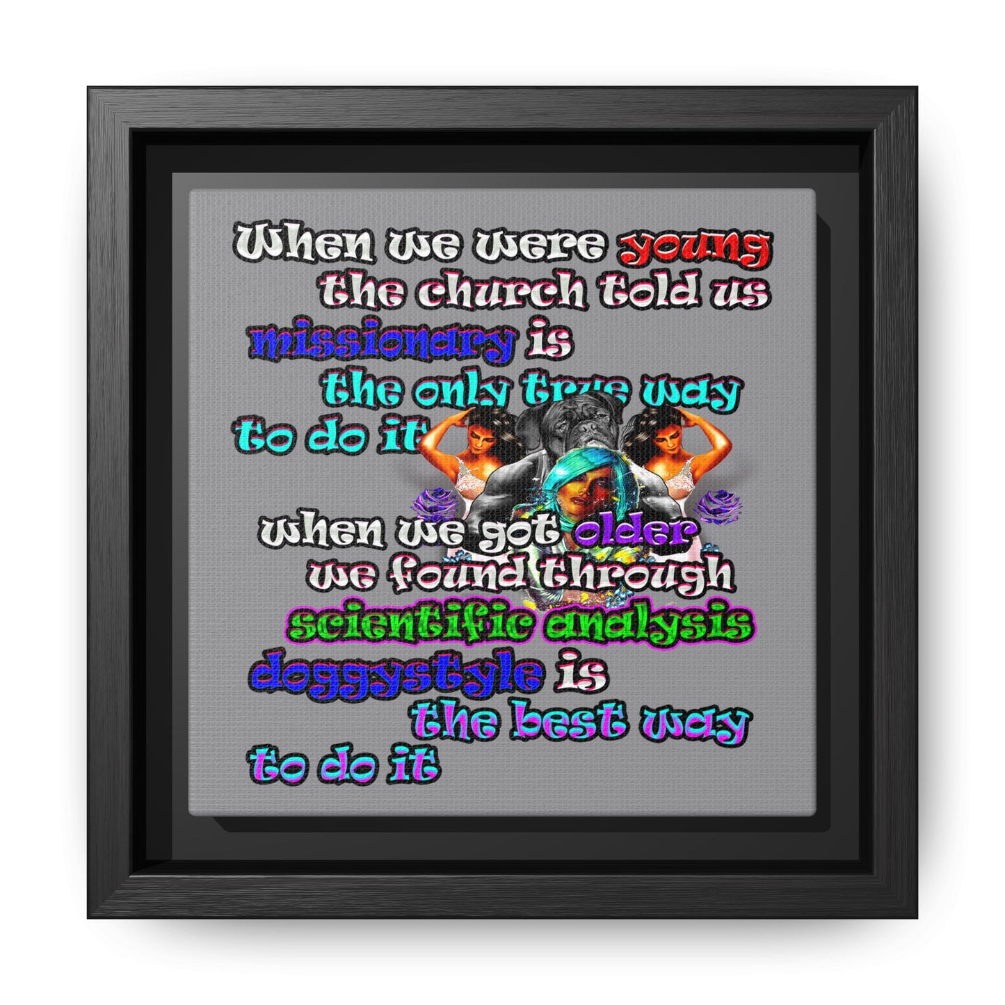 doggystyle - framed canvas art (grey)