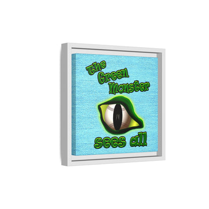 green monster - framed canvas art (faded blue)