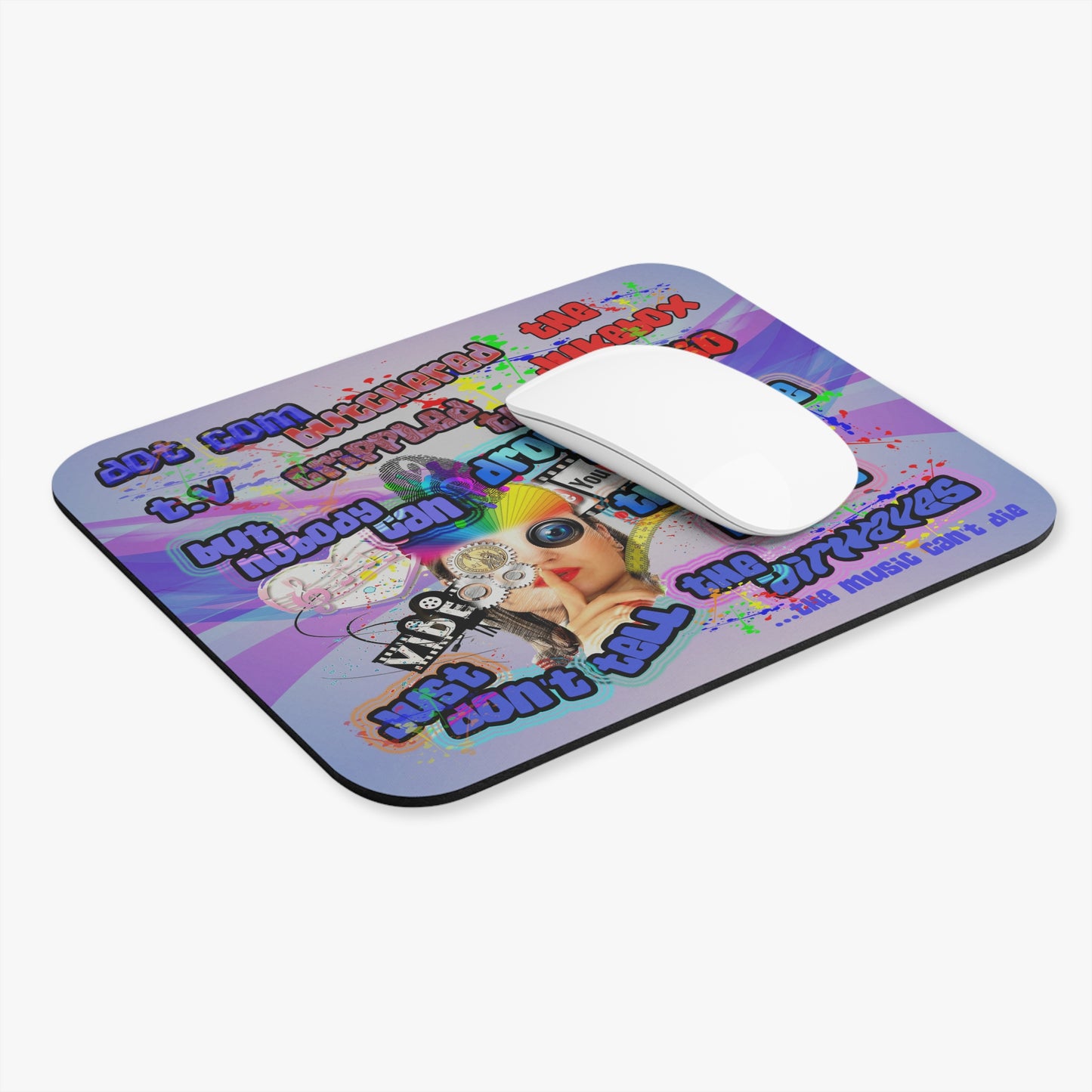drop the beat - Mouse Pad (Rectangle) (light blue-pink wave)