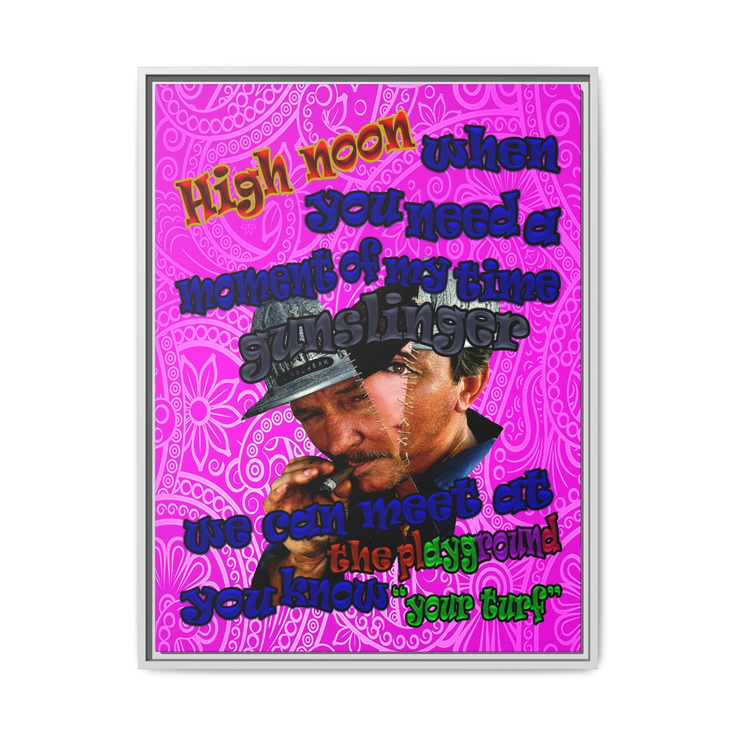 high noon - framed canvas art (pink swirl)