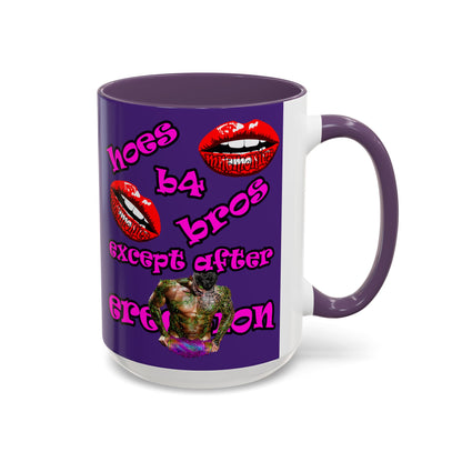 hoes b4 bros - Accent Mug (purple)