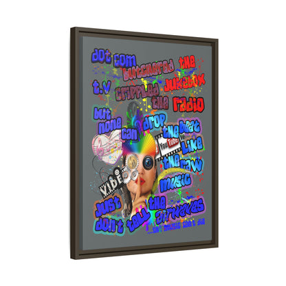 drop the beat - framed canvas art (dark grey)
