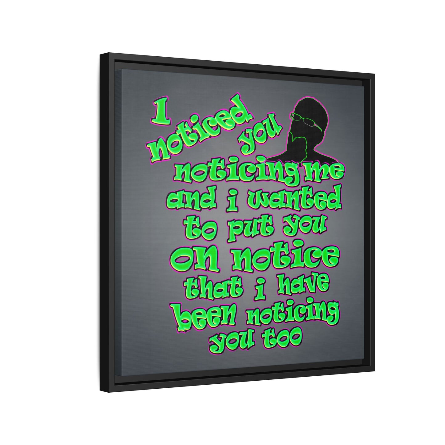 noticed you noticing - framed canvas art (grey-light grey)