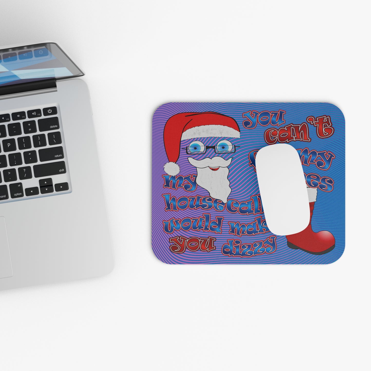 santa's shoes - Mouse Pad (Rectangle) (light blue-purple wave)