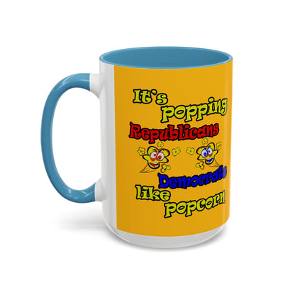 popping like popcorn - Accent Mug (yellow)