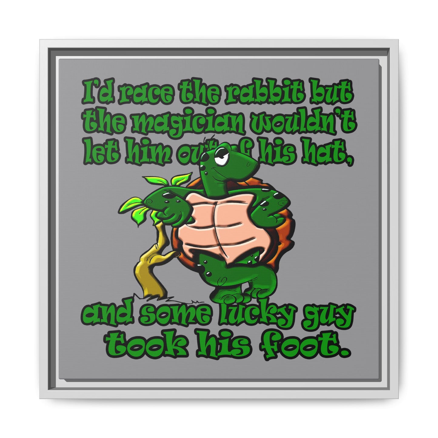 turtle race - framed canvas art (grey)