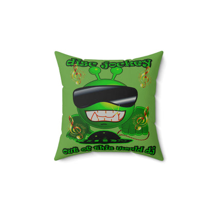 disc jockey - Faux Suede Square Pillow - (green)