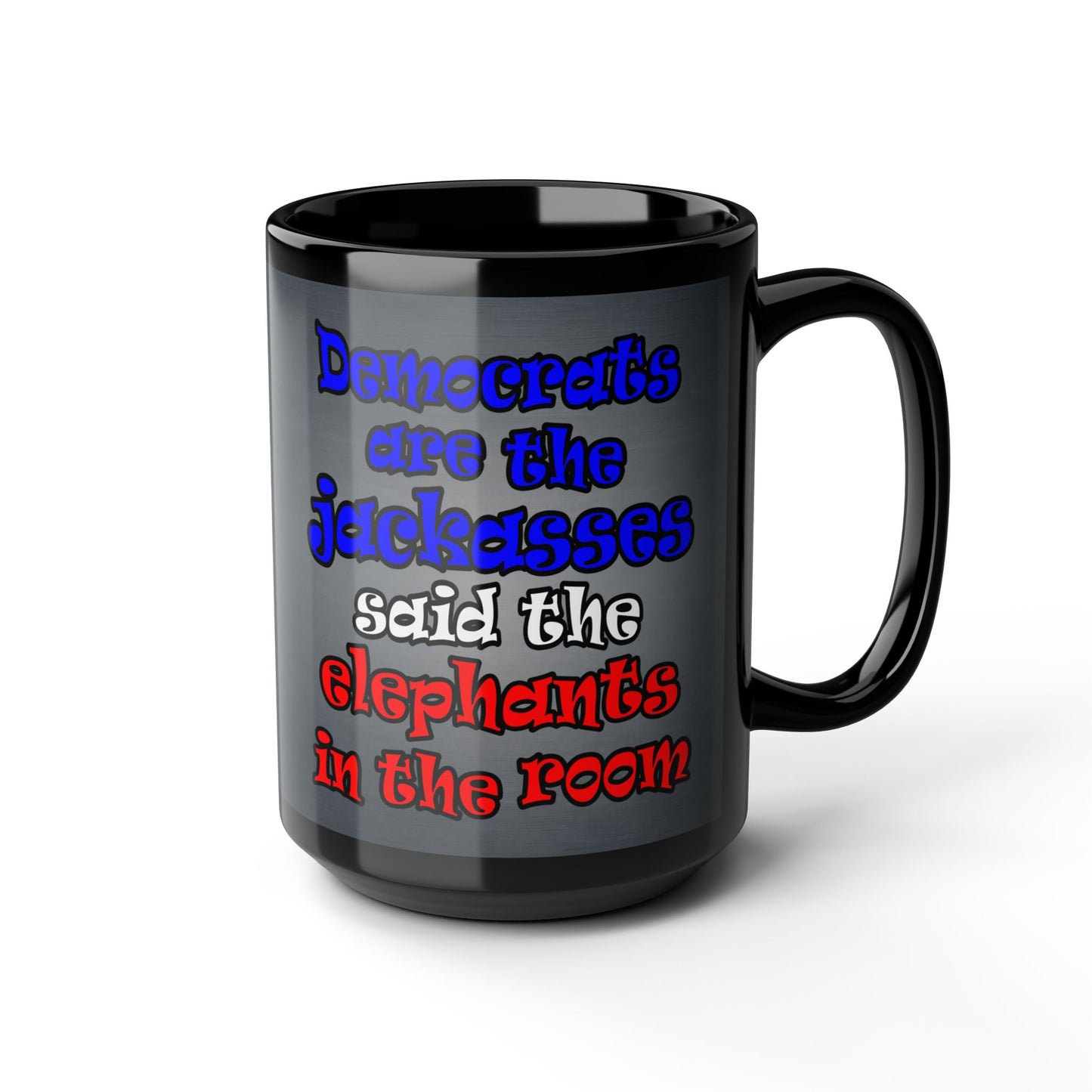 donkeys and elephants - Black Mug (grey-light grey)