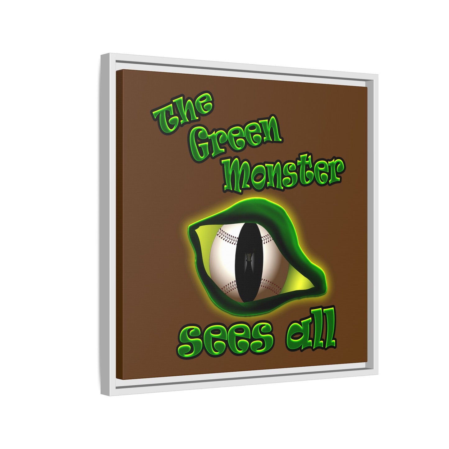 green monster - framed canvas art (brown)
