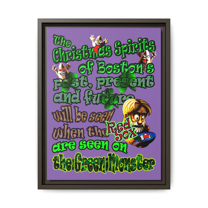 christmas spirits of boston - framed canvas art (light purple)