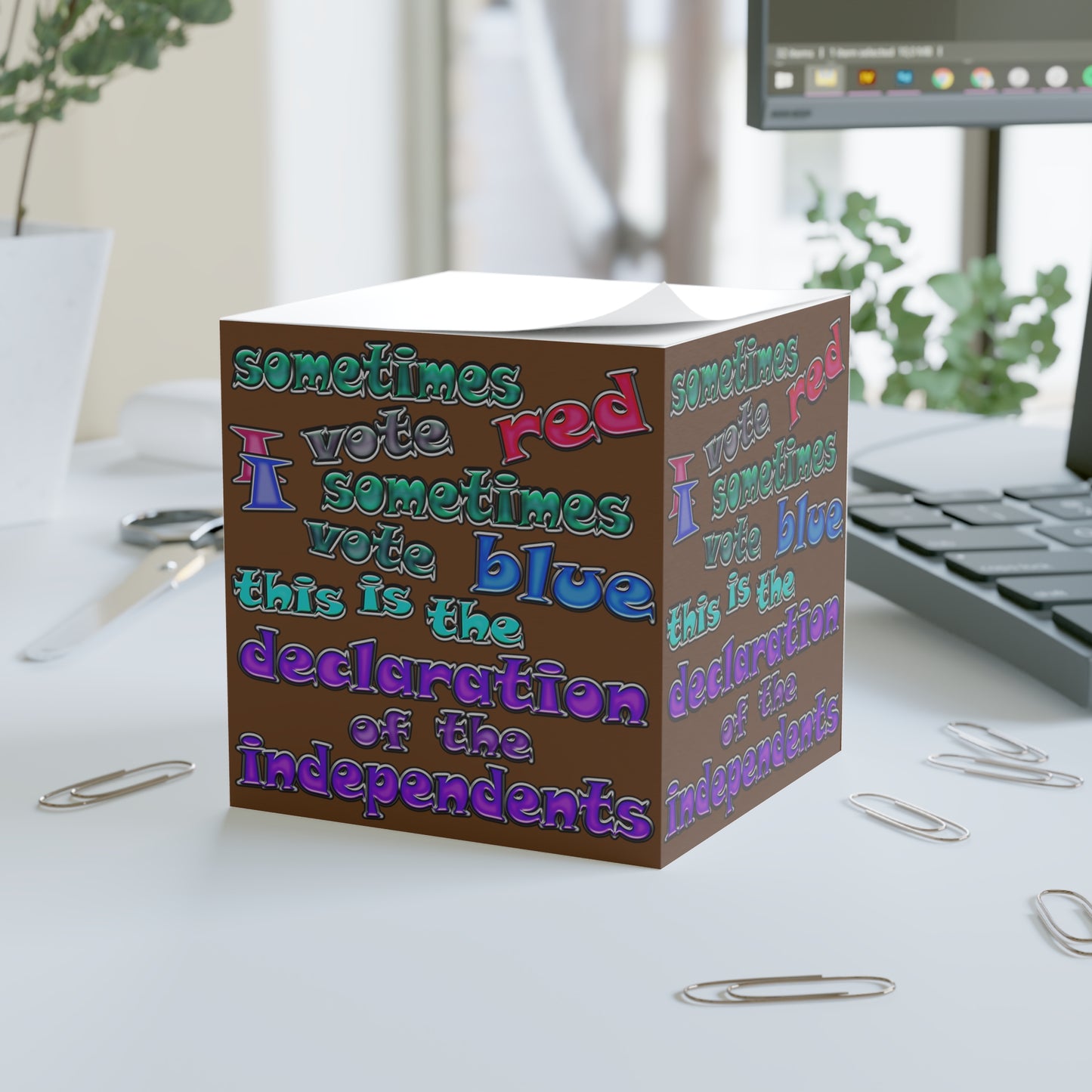 declaration of the independents - note cube (brown)