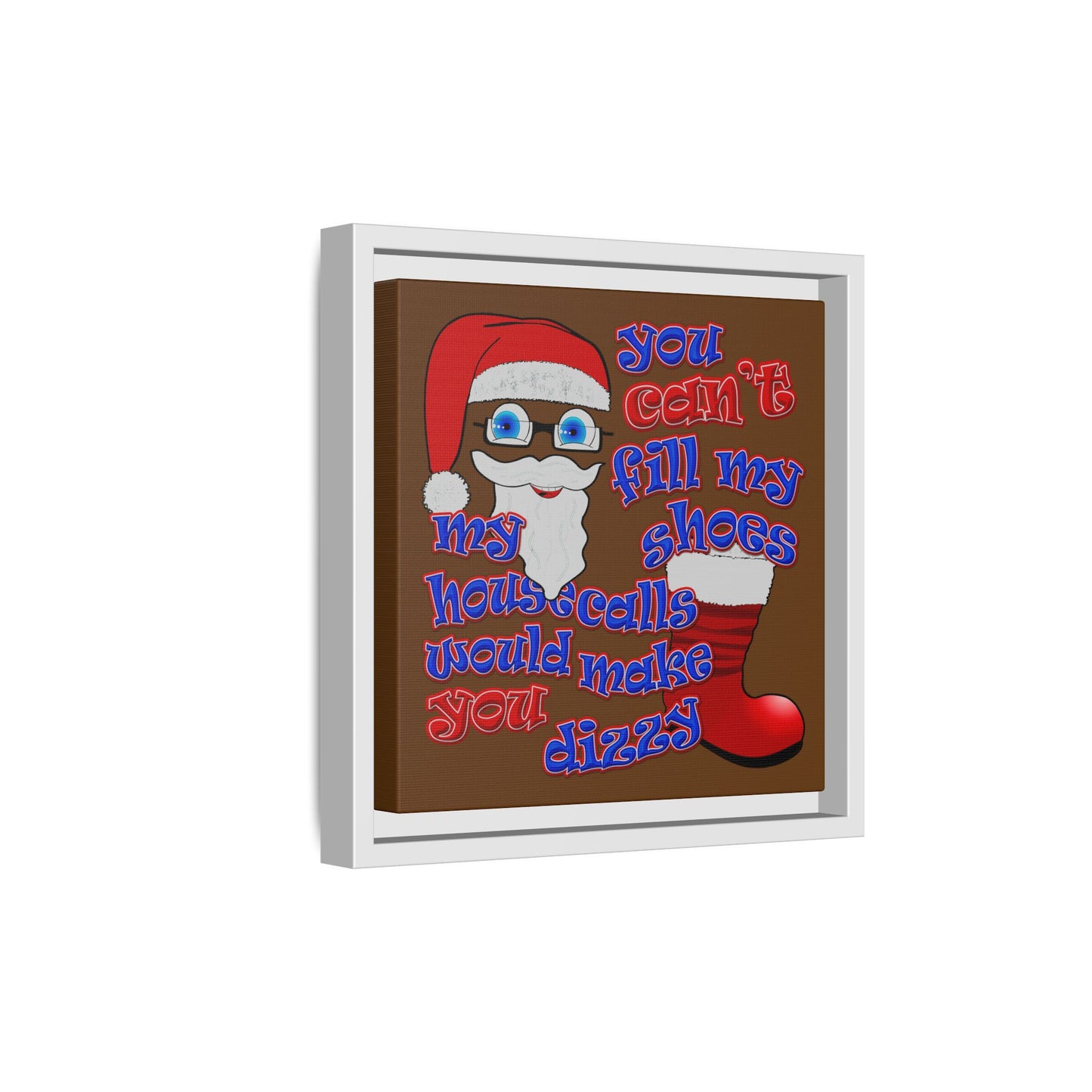 santa's shoes - framed canvas art (brown)
