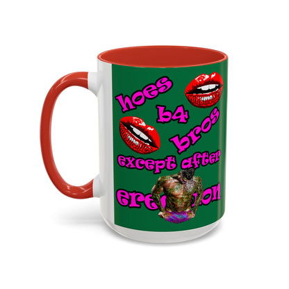 hoes b4 bros - Accent Mug (dark green)
