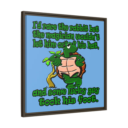 turtle race - framed canvas art (light blue)