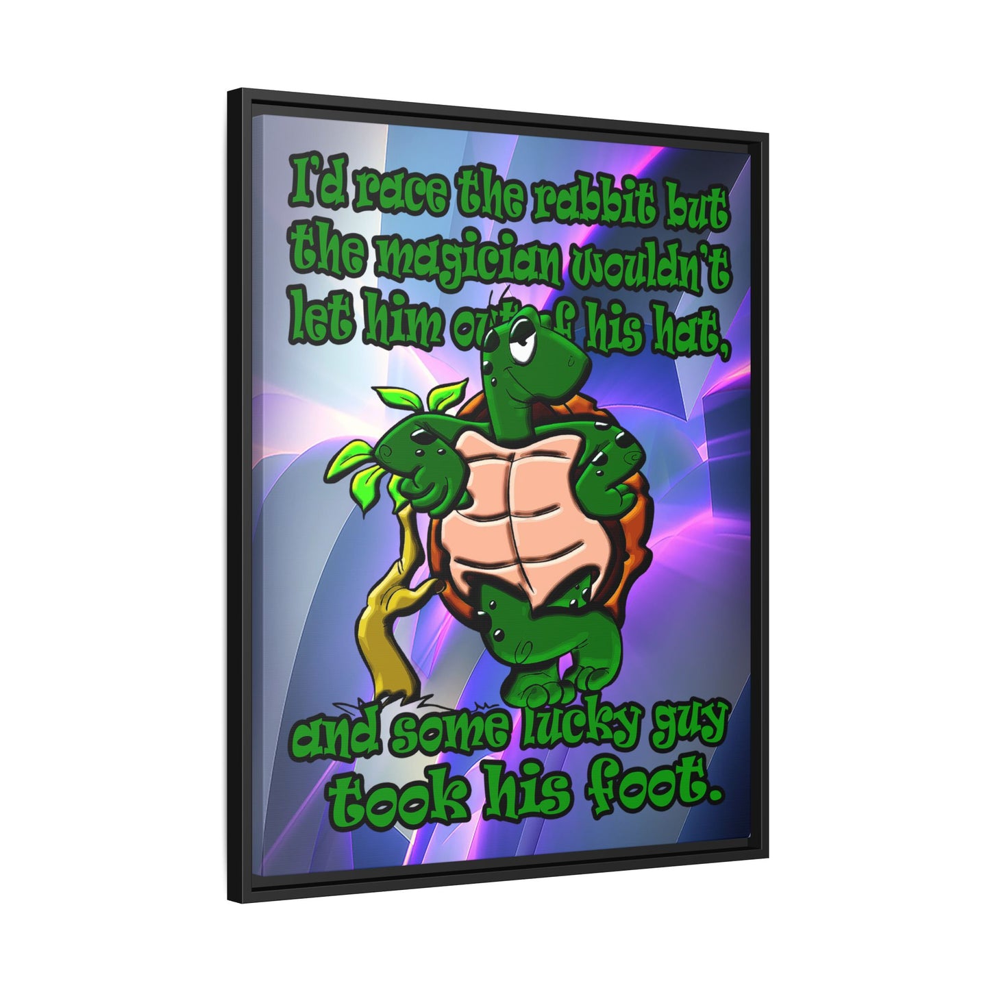 turtle race - framed canvas art (grey-pink wave)