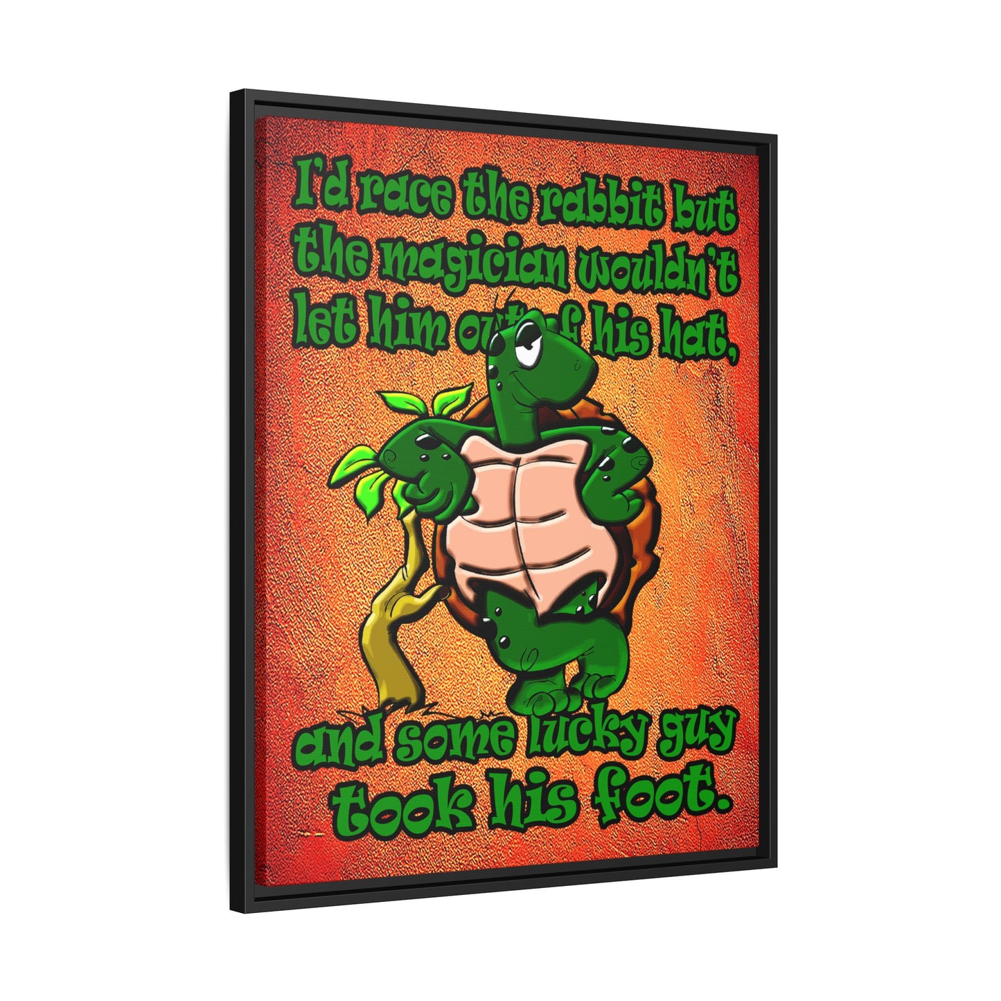 turtle race - framed canvas art (burnt orange)